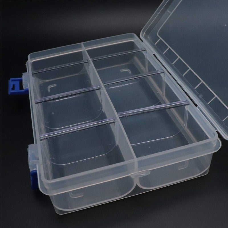 Xiaoyztan Clear Plastic Organizer, 8 Grids with Adjustable Dividers, Jewelry Box Bead Storage Container for Small Parts, Fishing Tackle, DIY Crafts, and Earrings - Image 3